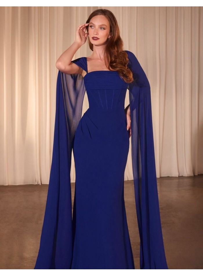 Maxi dress for a guest with a bodice and cape...