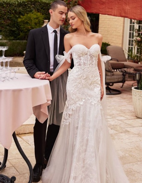 Robe de mariée sirène avec épaules ouvertes