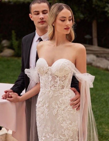 Robe de mariée sirène avec épaules ouvertes