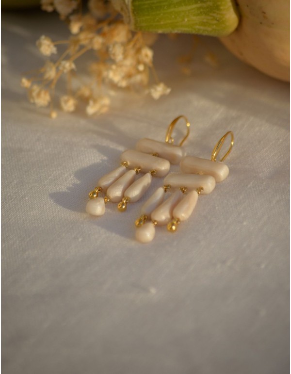 Boucles d'oreilles en nacre faites à la main 2