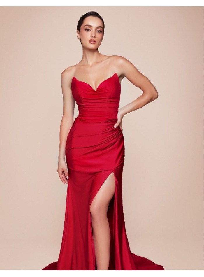 Gown satin dress with sweetheart neckline for...