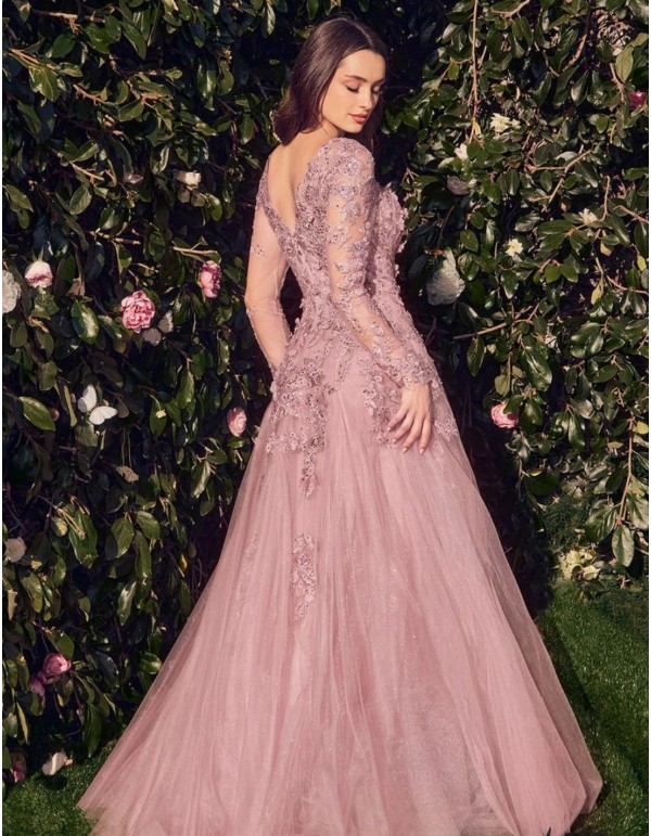 Robe d'invité longue avec corsage brodé et jupe en tulle 2