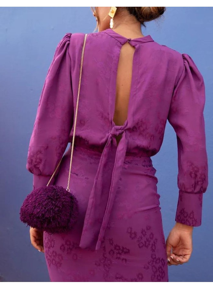 Jacquard woven midi dress with lacing