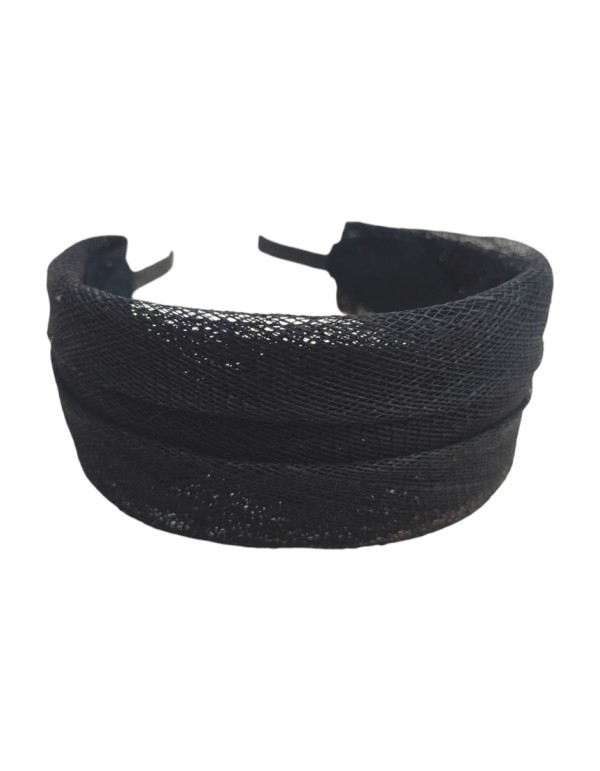 Bandeau double en raphia noir 2