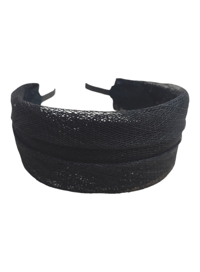 Black double raffia headband