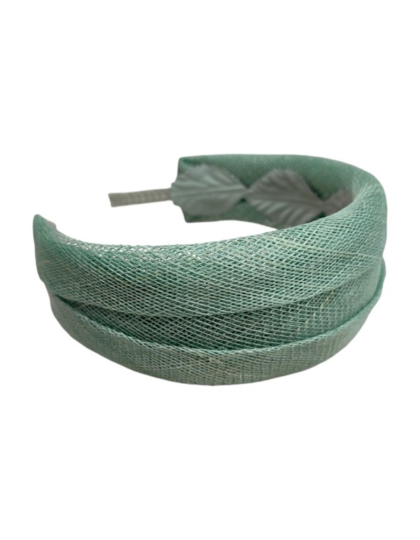 Dry green raffia party headband 2