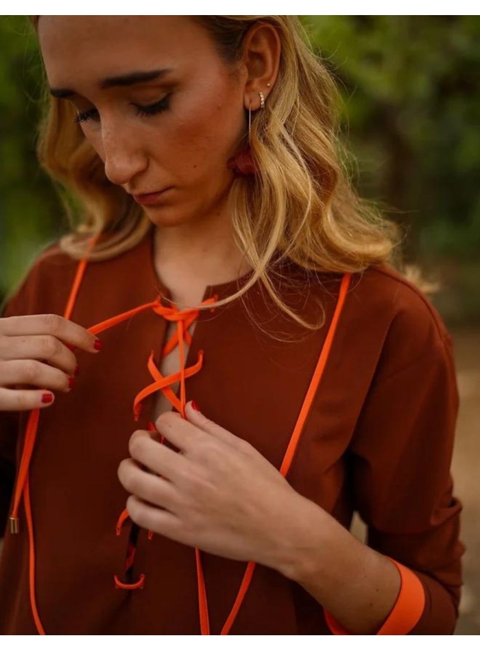 Brown kaftan with slit