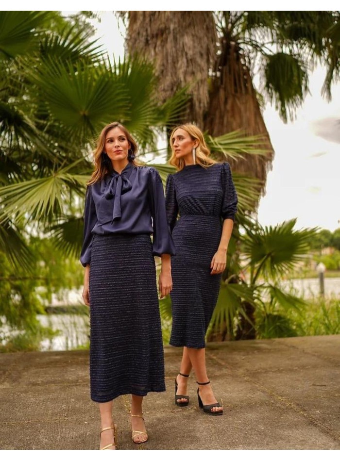 Chemisier bleu marine avec épaulettes et...