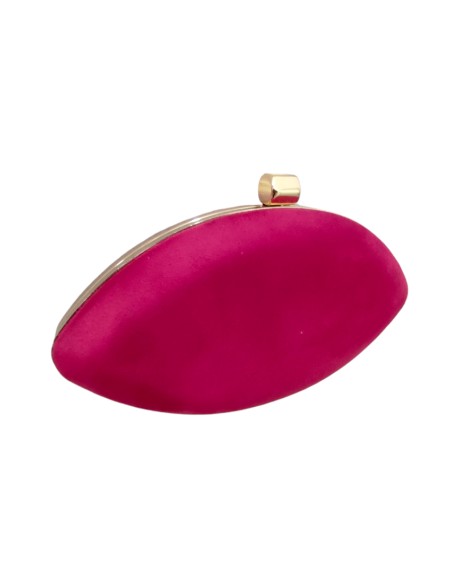 Fuchsia suede party bag with golden brooch