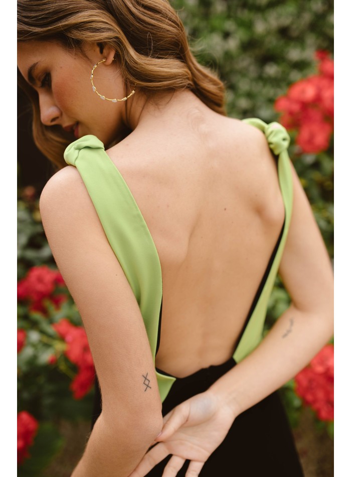 Vestido midi de fiesta para invitada bicolor...