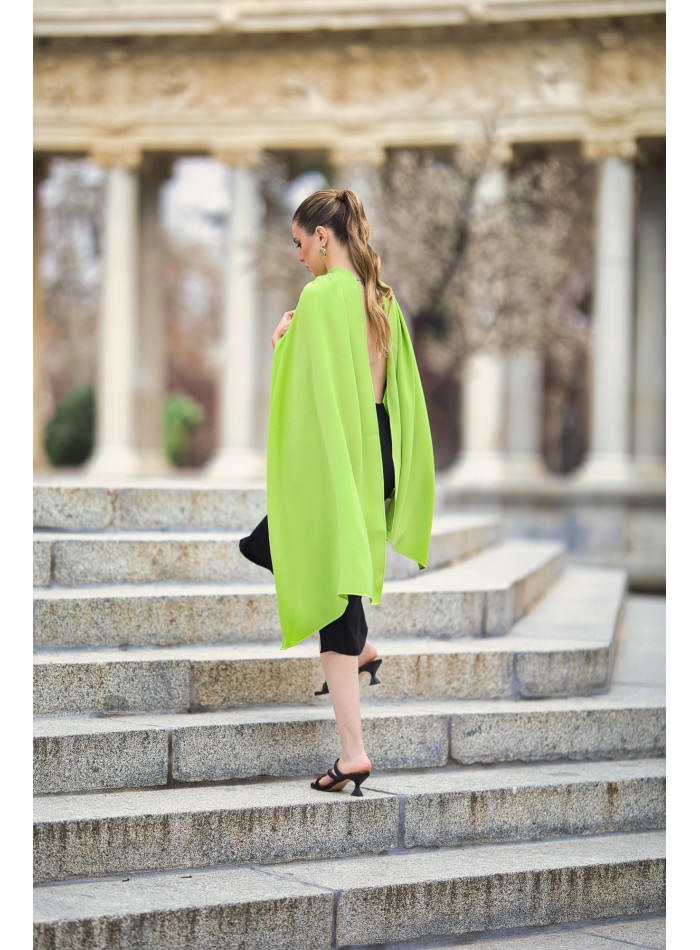 Robe de soirée midi bicolore avec écharpe et...