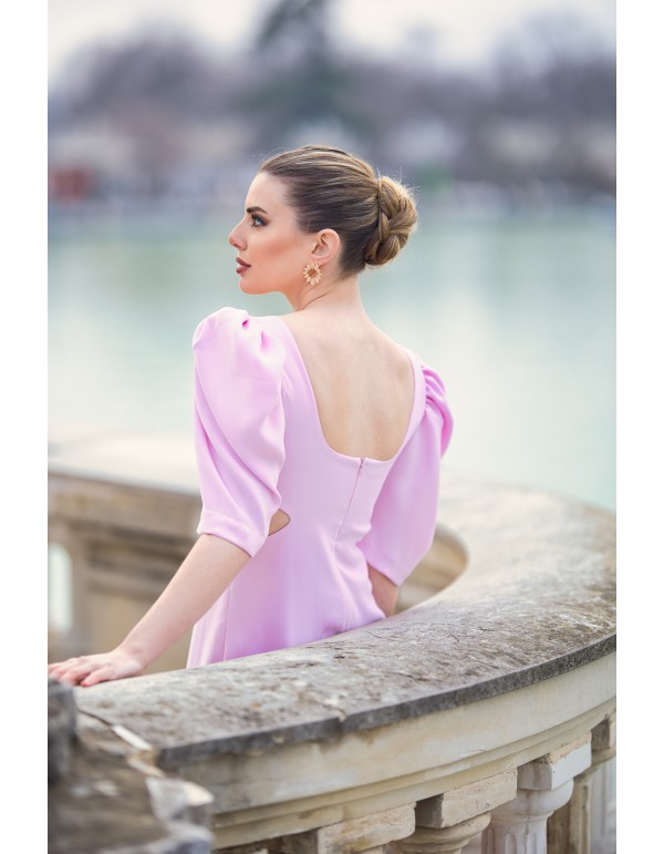 Midi dress for guest with cut-out and maxi bow 2