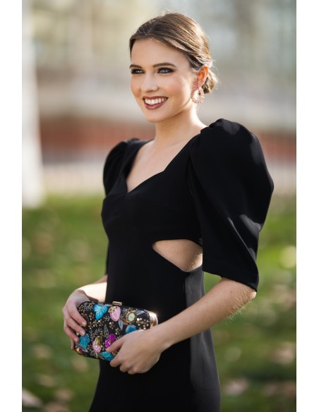 Midi party dress with maxi bow and cut-out