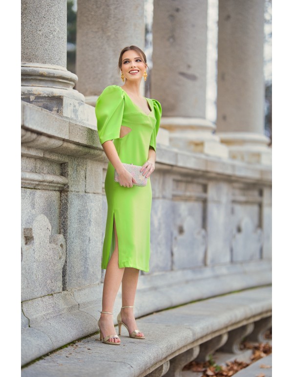 Midi dress for guest with maxi bow and cut-out 2