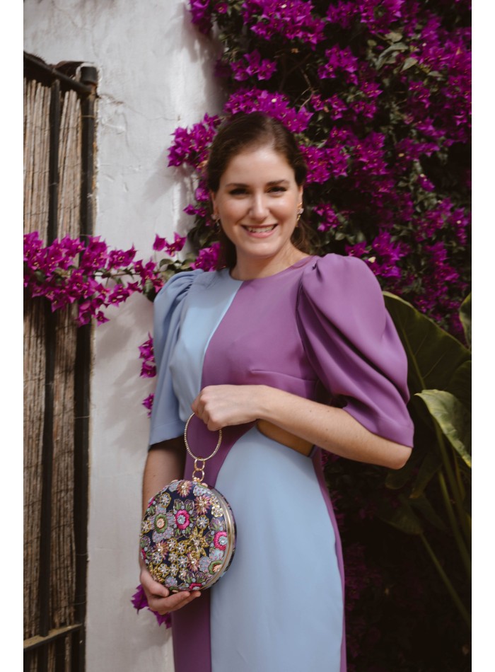 Vestido midi bicolor con cut-out y espalda...