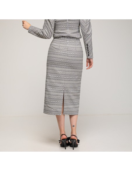 Peplum midi skirt in black and white