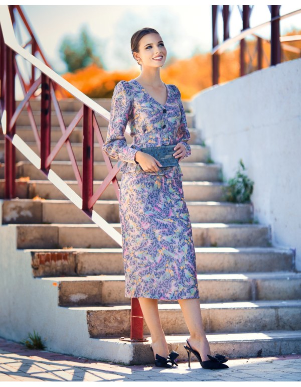 Jupe crayon avec coupe midi et imprimé 2