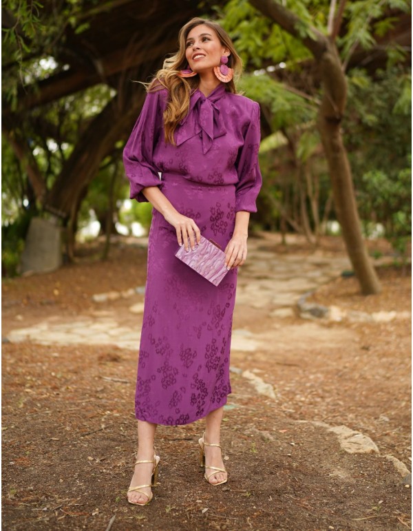 Purple floral midi skirt