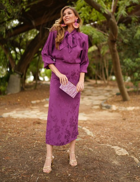 Purple floral midi skirt