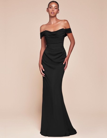 Multi-position wedding guest dress in chiffon fabric