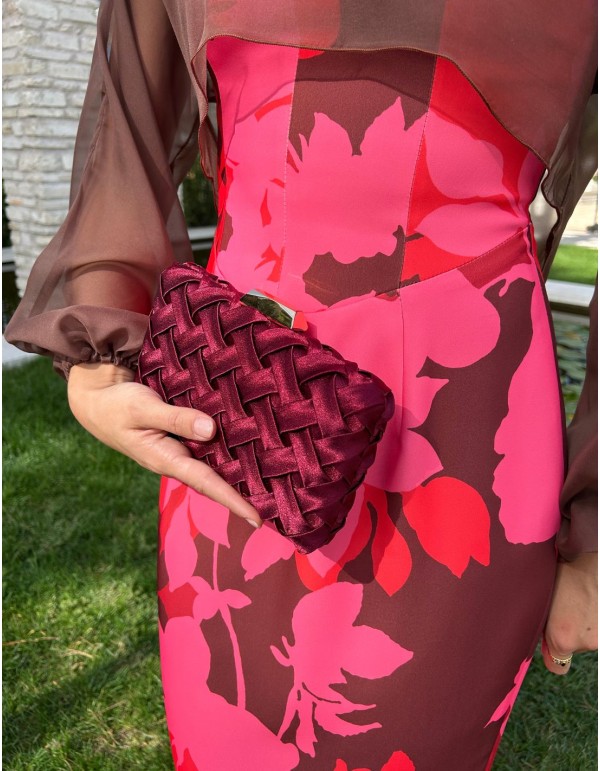 Woven satin party clutch bag 2