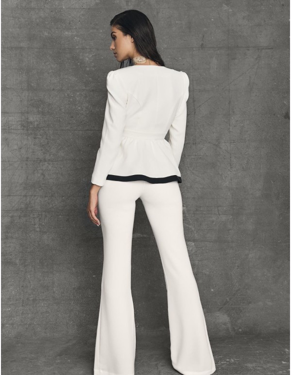 Pantalon évasé blanc à taille haute 2