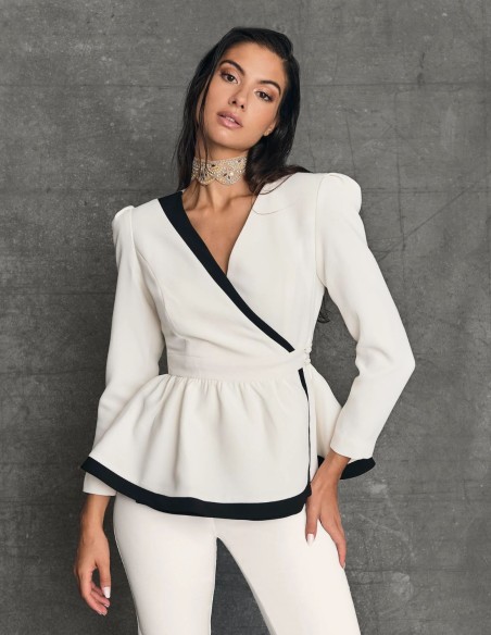 Peplum double breasted suit jacket