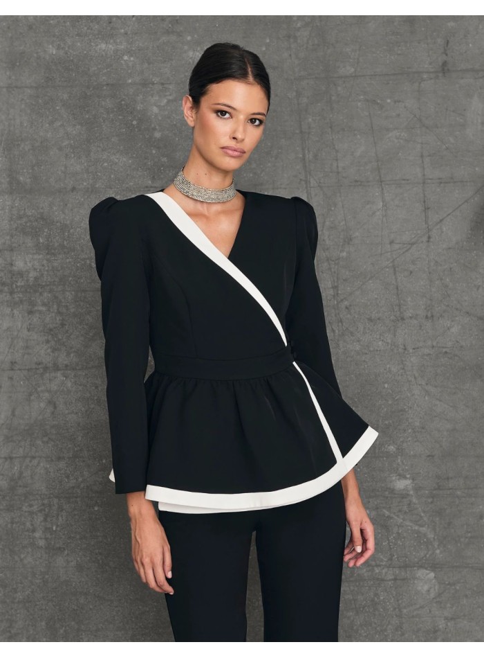 Peplum double breasted suit jacket