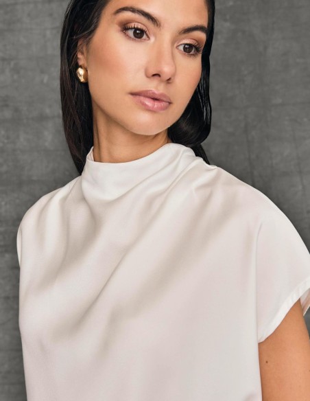Ecru satin blouse