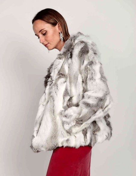 Veste en fourrure de lapin blanche