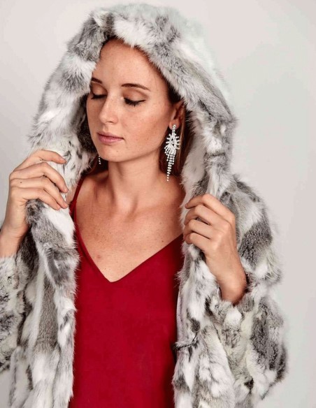 Veste en fourrure de lapin blanche