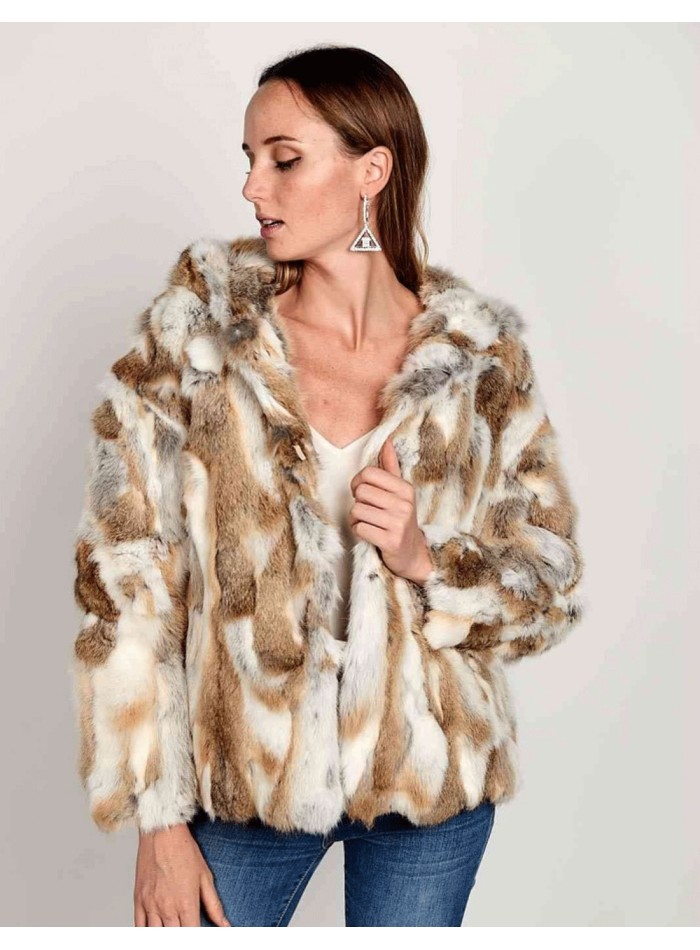 Rabbit fur jacket with hood