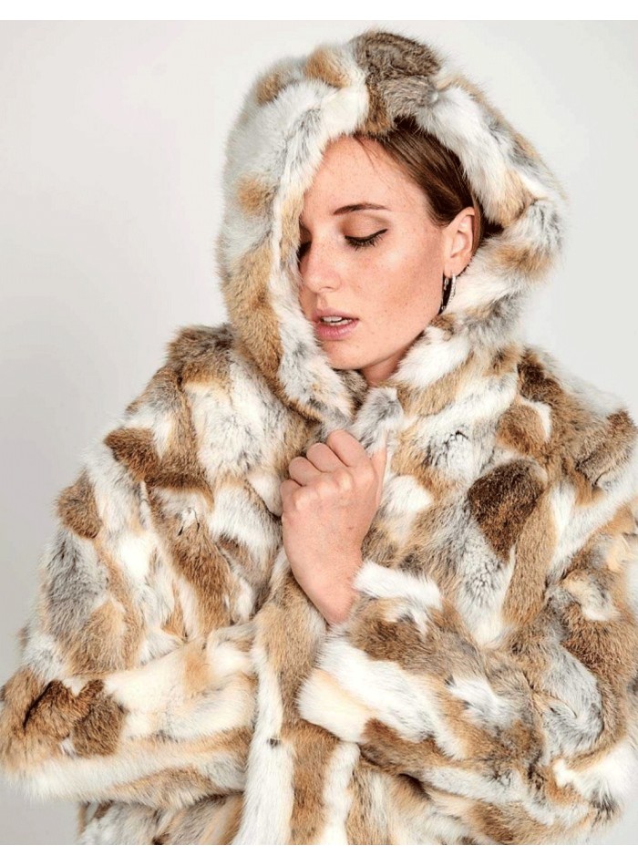 Rabbit fur jacket with hood