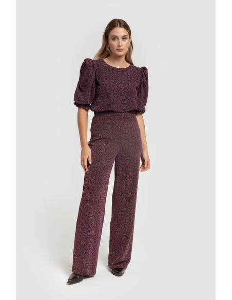 Pantalon long imprimé Lurex