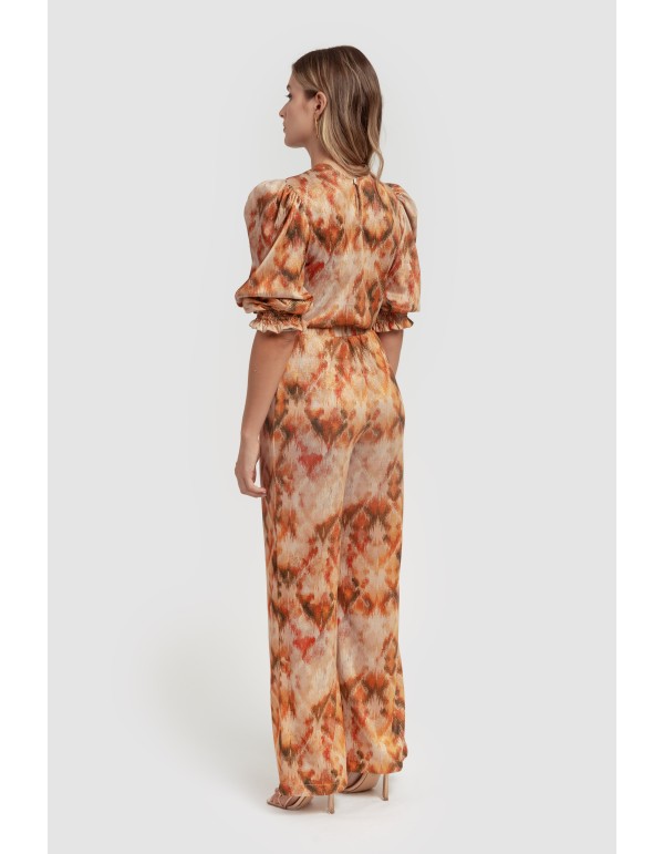 Orange lurex knit blouse with puffed sleeves 2