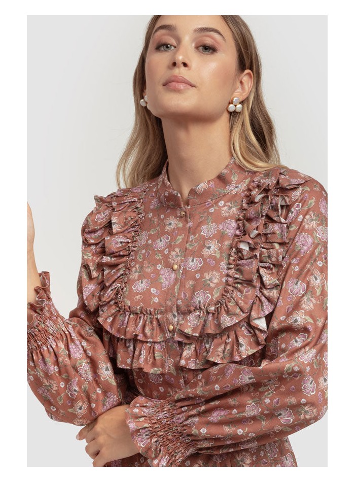 Vestido casual flor marron DENA