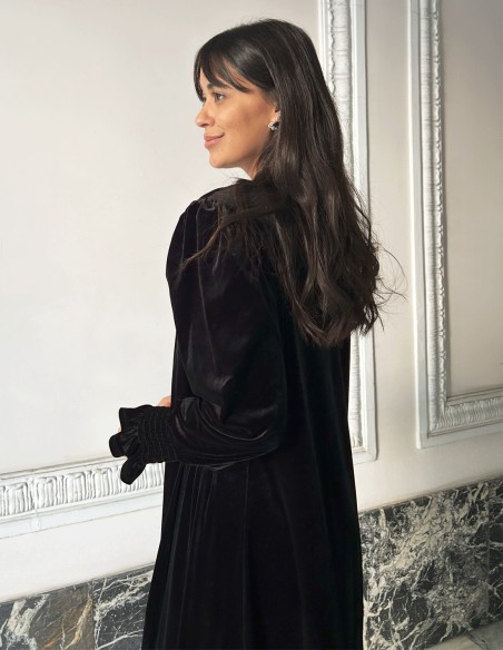 Kimono para invitada de terciopelo de alta calidad negro