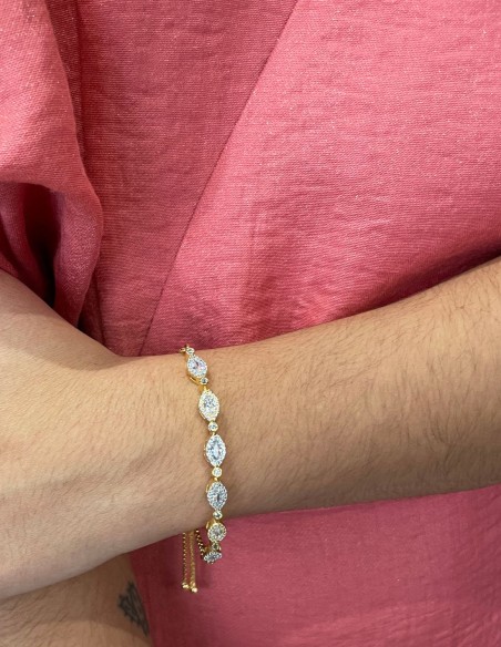 Adjustable gold-plated zirconia bracelet