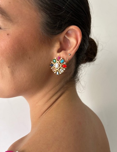 Multicolor earrings with semiprecious stones
