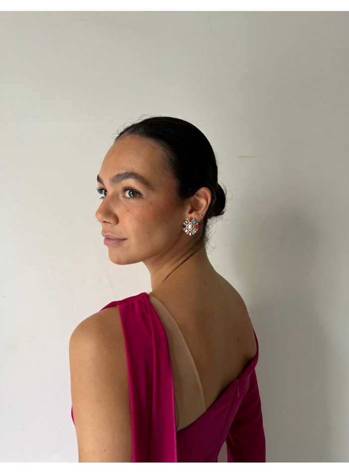 Multicolor earrings with semiprecious stones