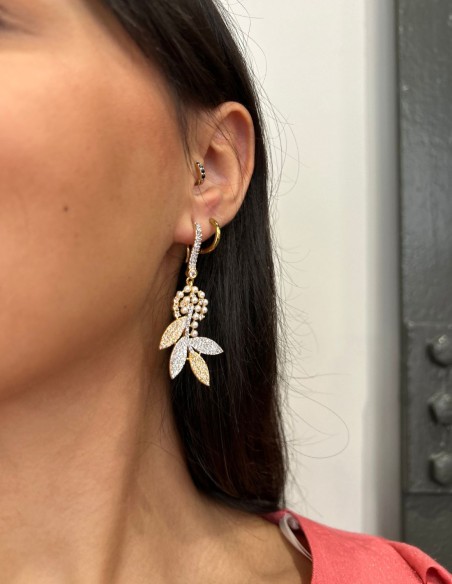 pendientes hojas dorado