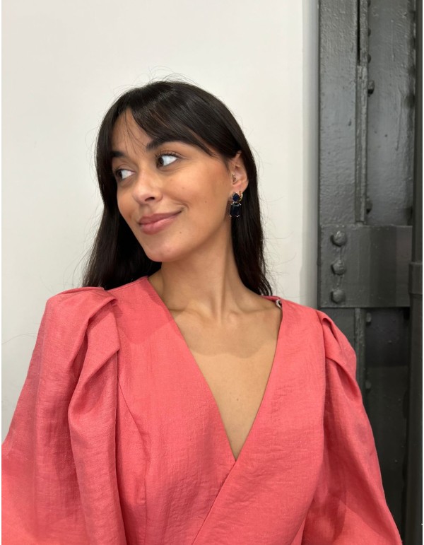 Blue square crystal earrings 2