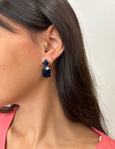 Pendientes de cristal cuadrado azul