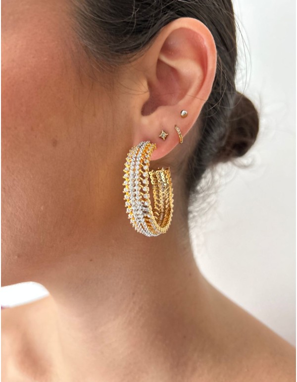 Large zirconia hoop earrings 2