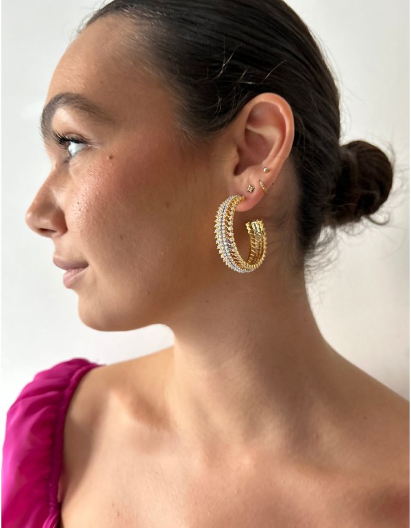 Large zirconia hoop earrings