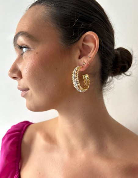 Large zirconia hoop earrings