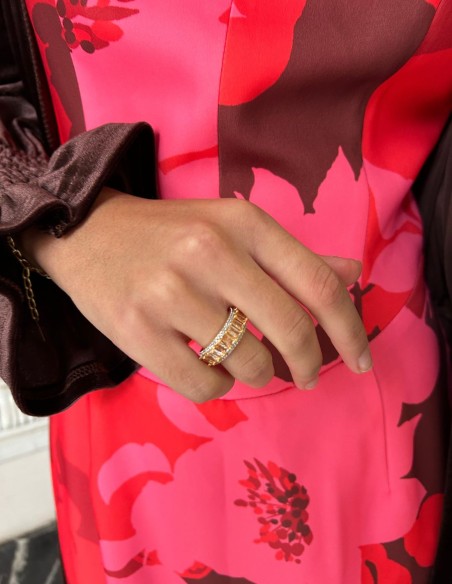 Anillo baguette circonitas ajustable