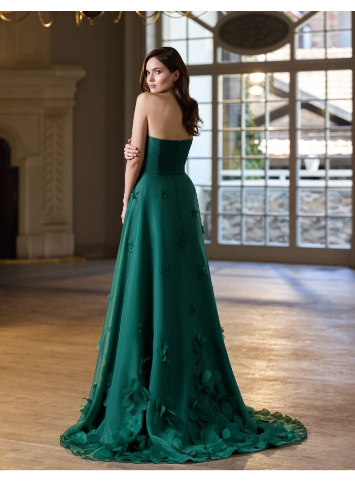 Gown dress for guest with 3D flowers and...