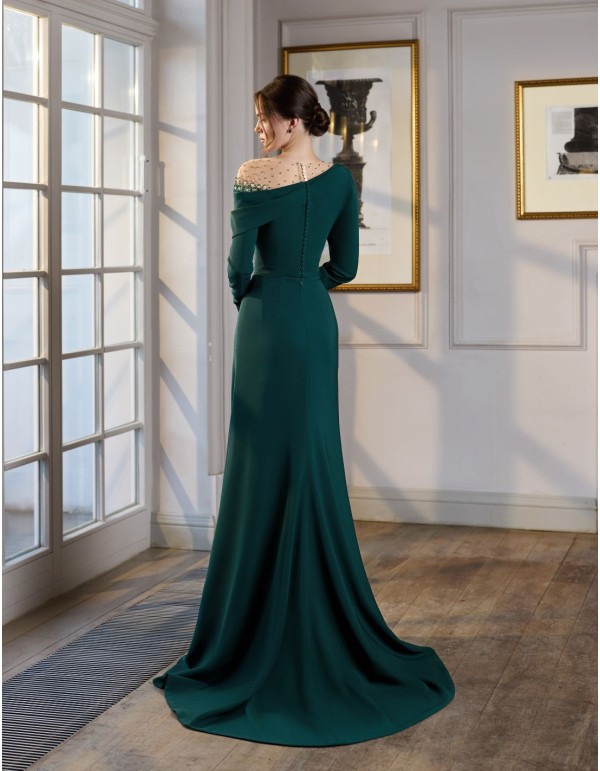 Robe de soirée longue avec encolure asymétrique et... 2