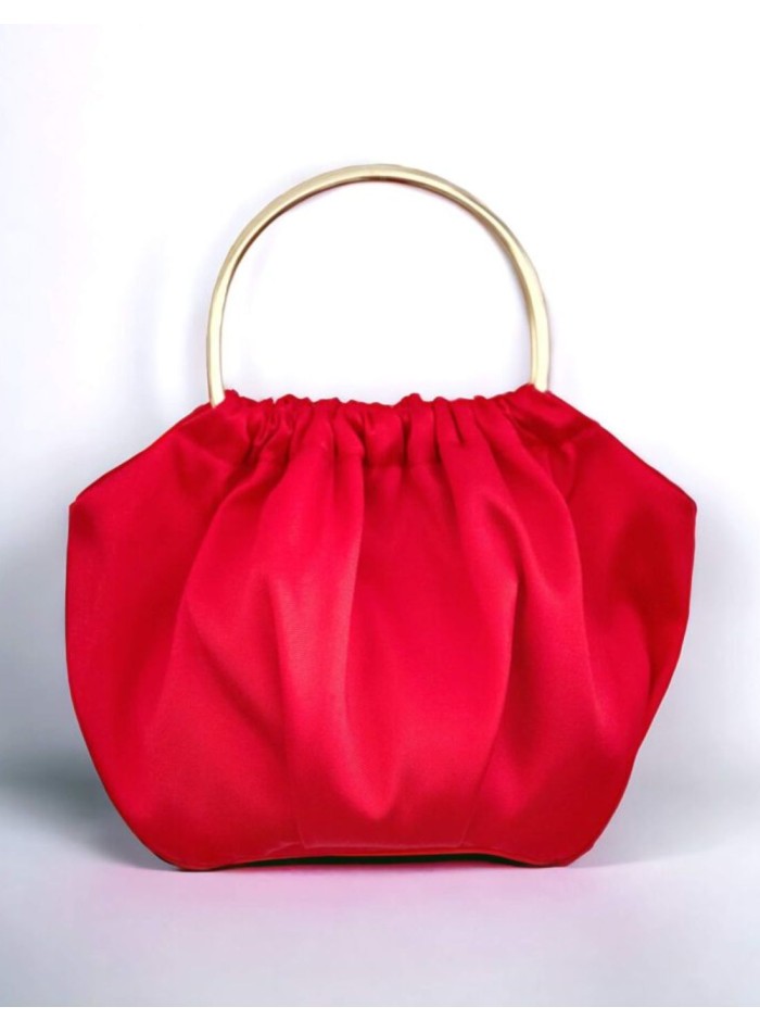 Bolso de mano en mikado de seda con asa dorada